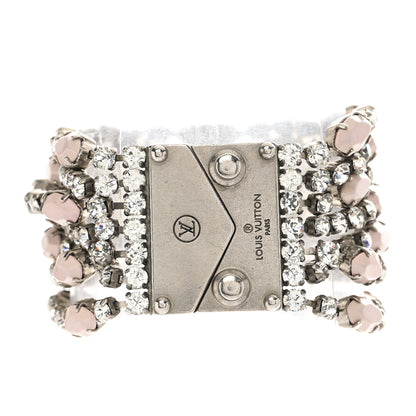 Louis Vuitton Swarovski Crystal Lock Bracelet Silver Pink 3 of 7