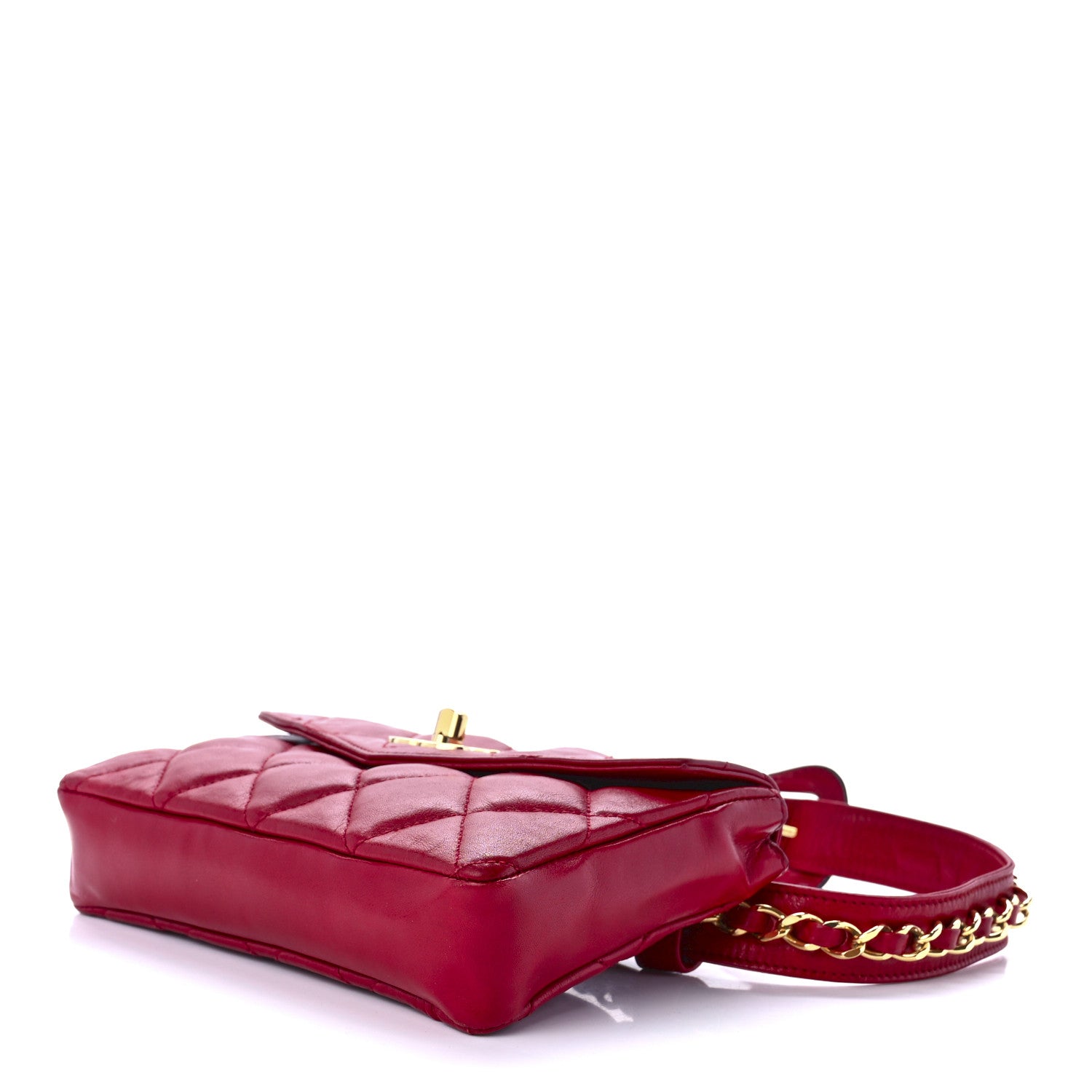 Chanel Lambskin Quilted Flap Waist Belt Bag 75 30 Red 12 of 14