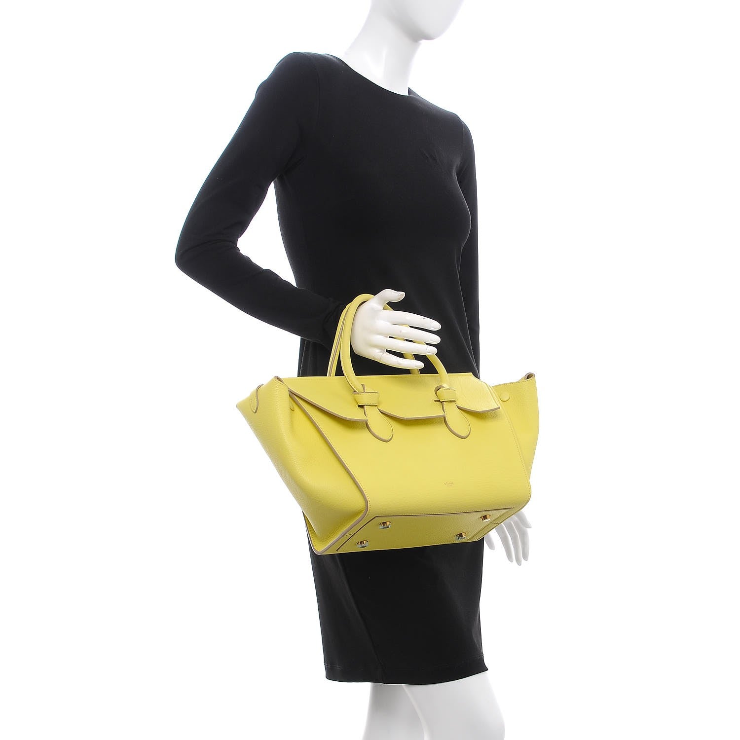 Celine Crisped Calfskin Mini Tie Knot Tote Fluo Yellow 2 of 7