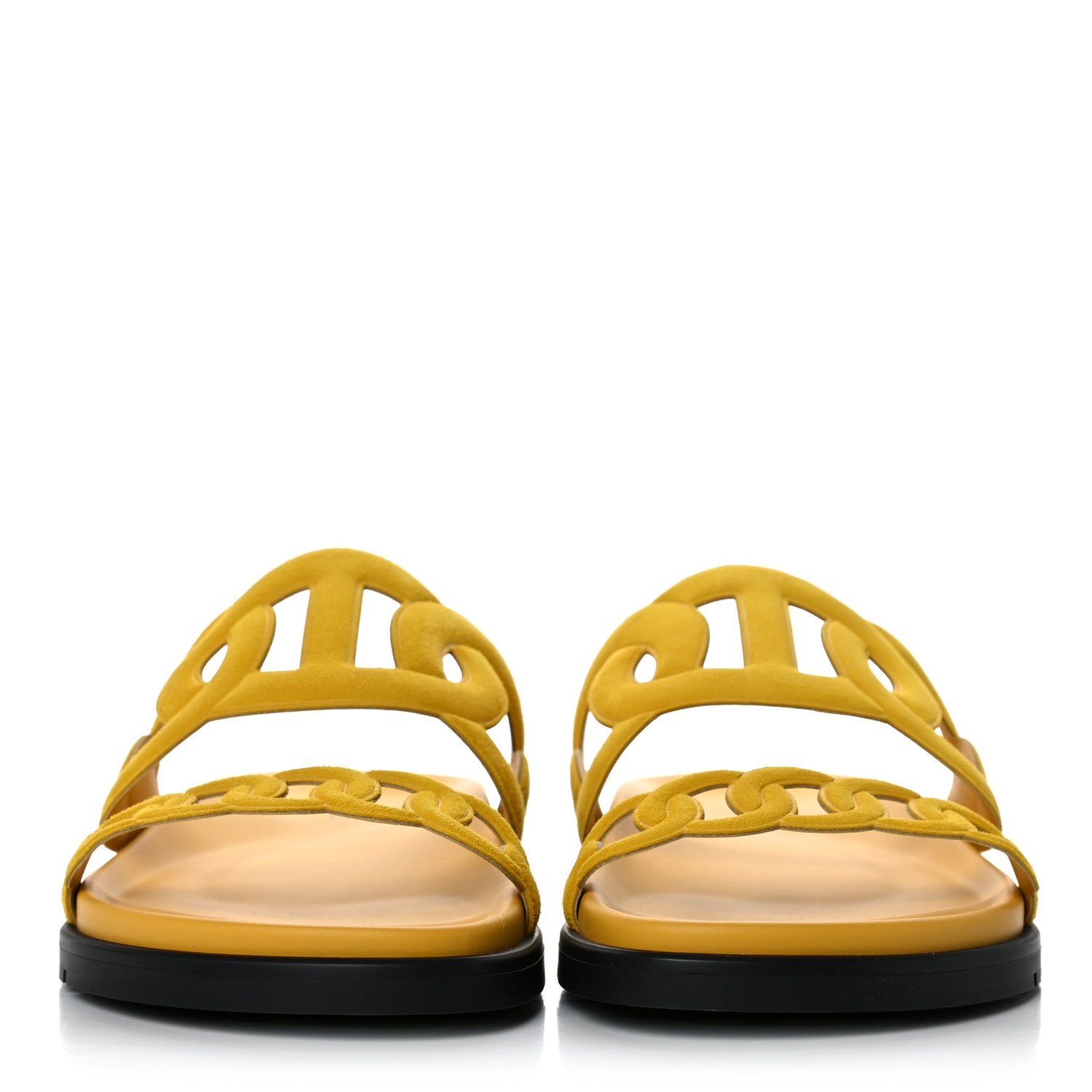 Hermes Suede Goatskin Extra Sandals 38 Jaune Sable 2 of 9