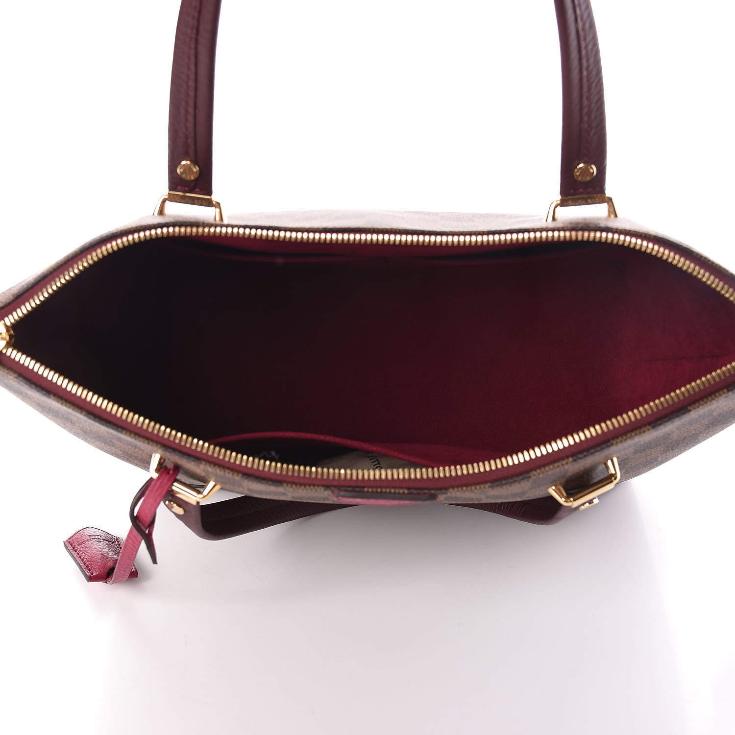 Louis Vuitton Damier Ebene Cuir Taurillon Hyde Park Fuchsia 5 of 10