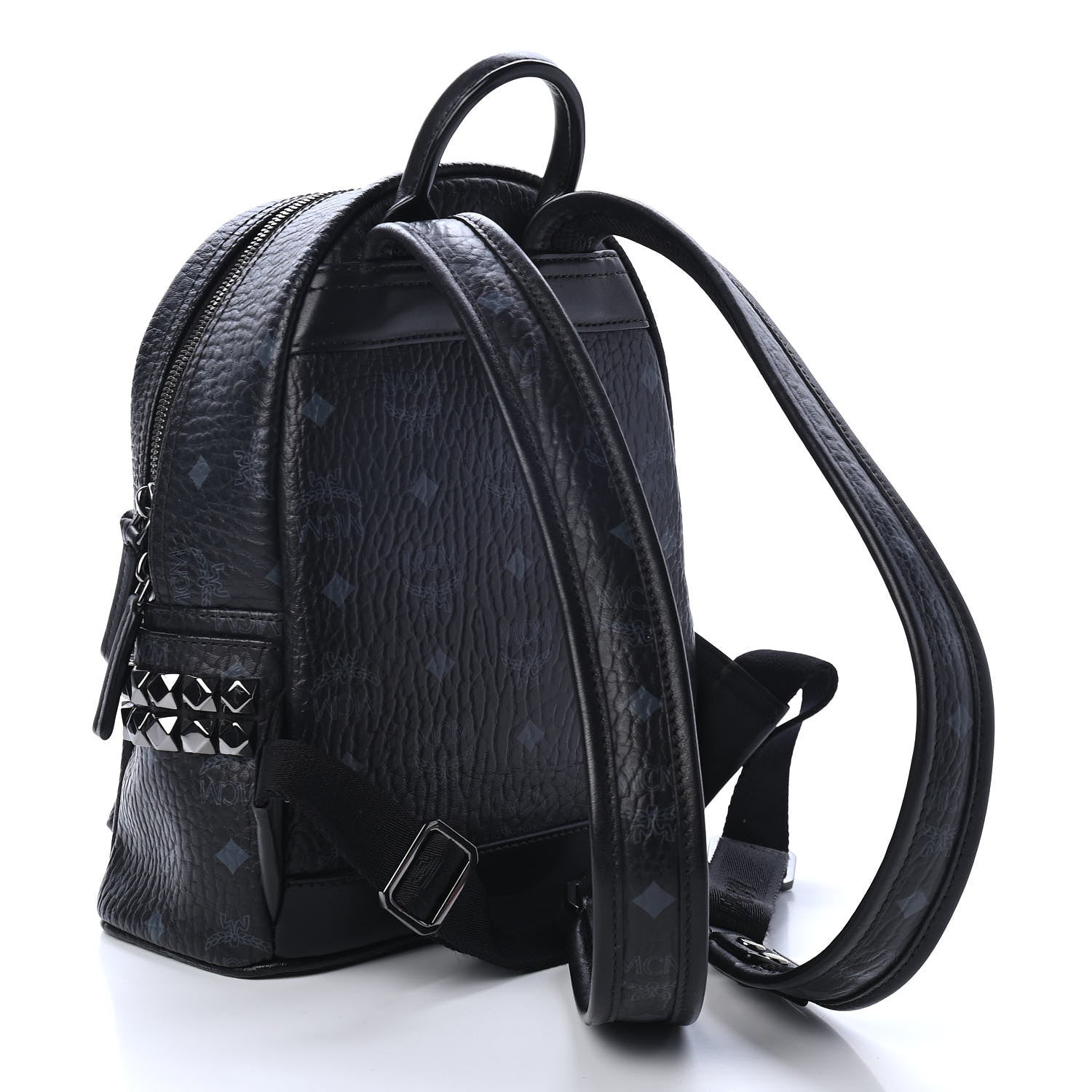 MCM Visetos Side Stud Mini Stark Backpack Black 2 of 4