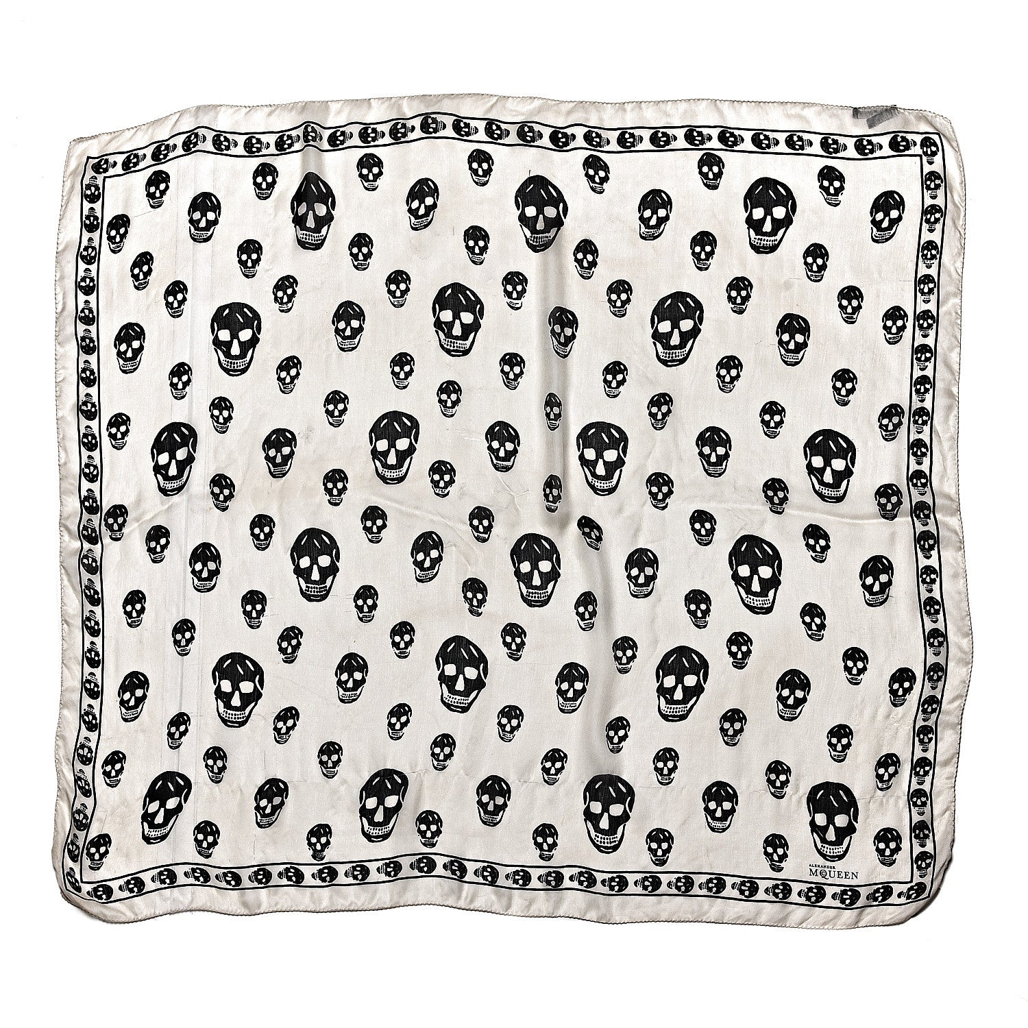 Alexander McQueen Silk Chiffon Skull Scarf Ivory Black 1 of 6