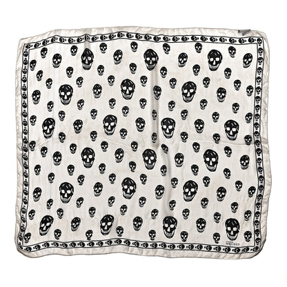Alexander McQueen Silk Chiffon Skull Scarf Ivory Black 1 of 6