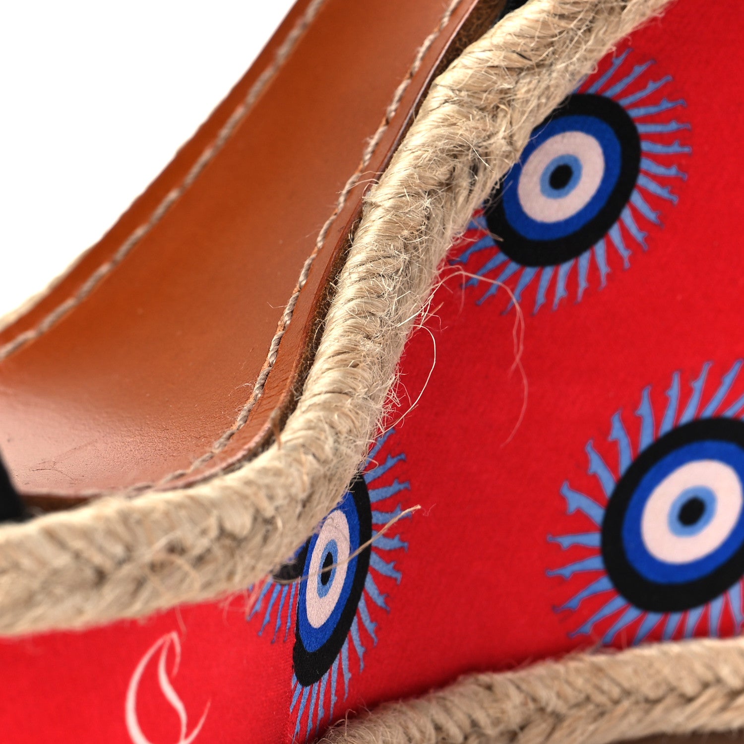 Christian Louboutin Calfskin Des Cyclades Athina Printed 120 Wedge Sandals 38 Black Multicolor 8 of 8