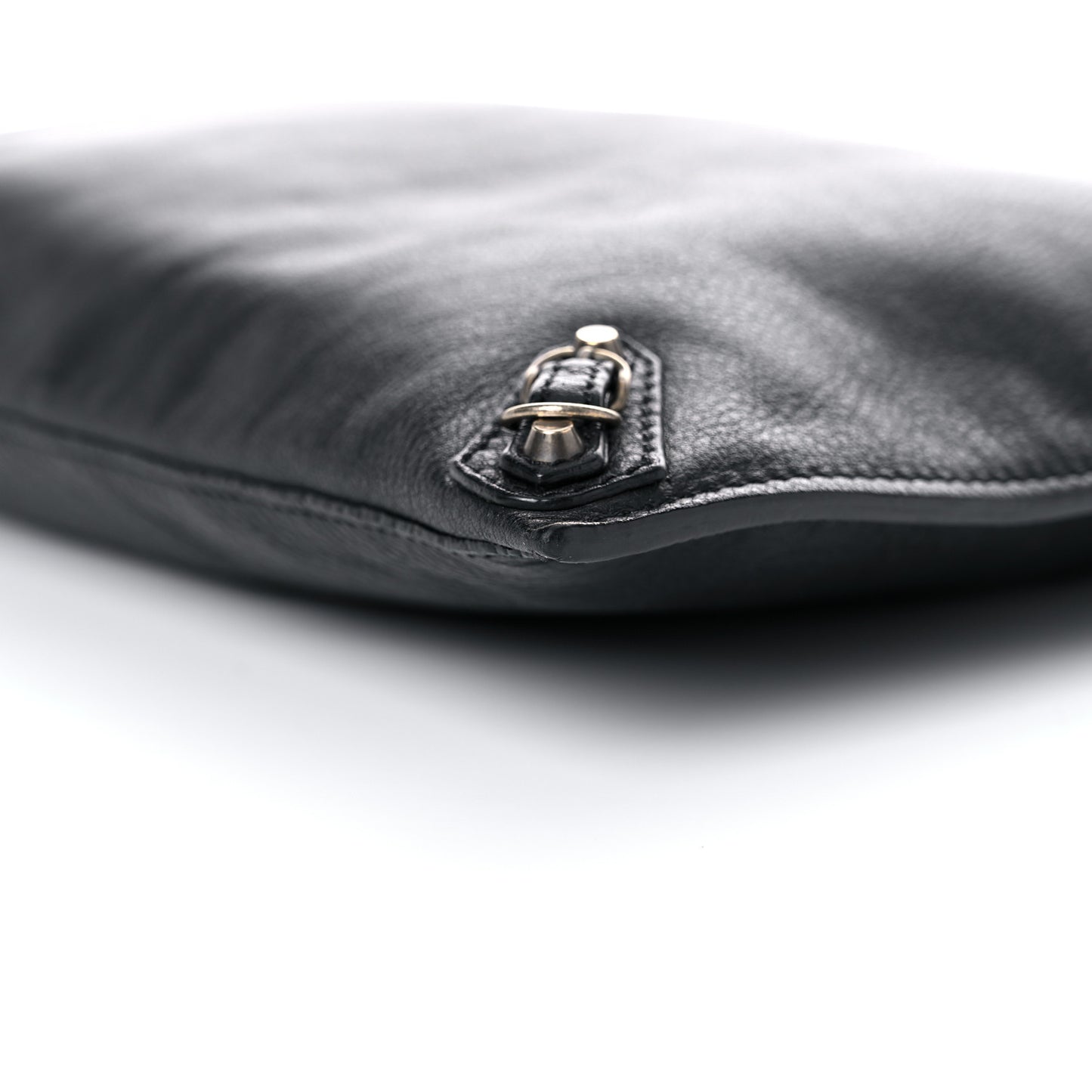 BALENCIAG Veau Papier Classic Silver Hardware Clutch Black