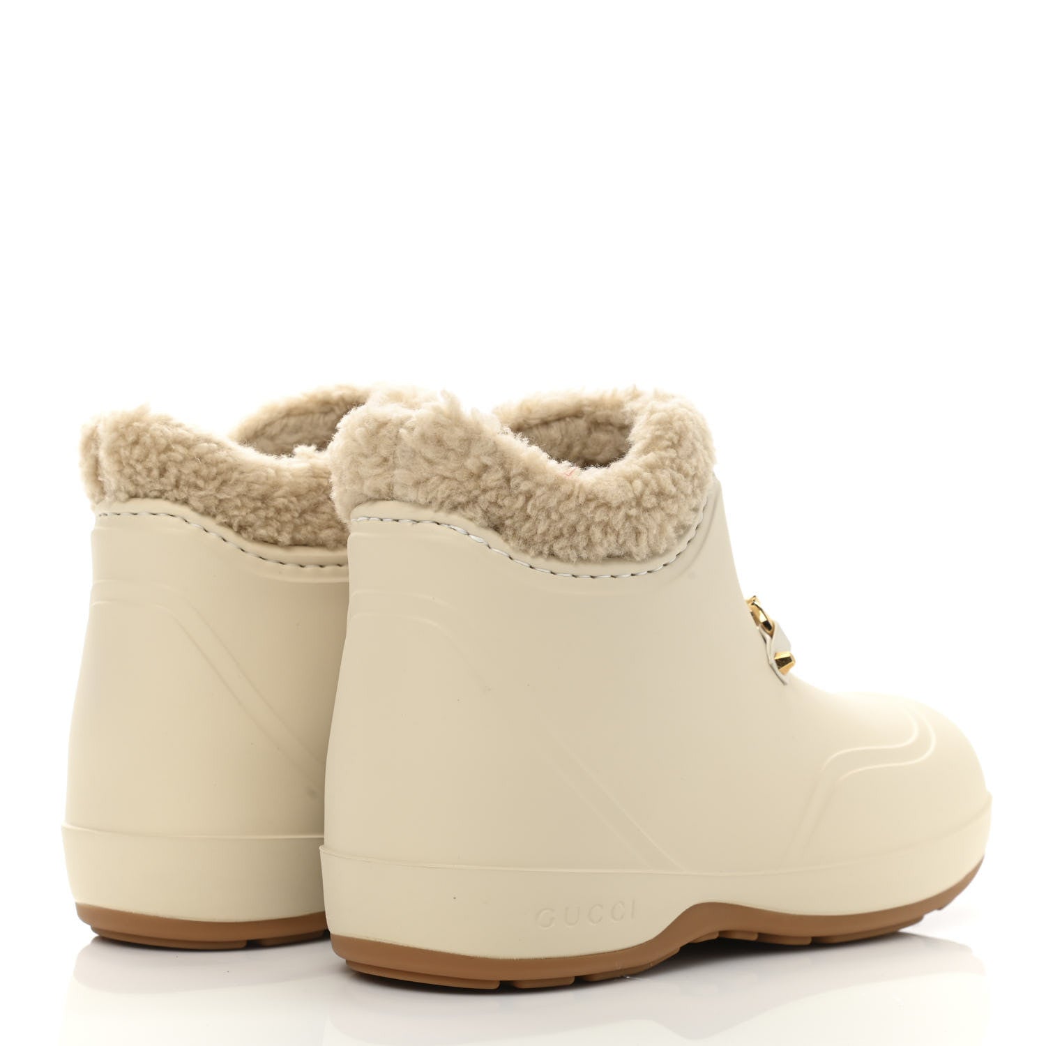 Gucci Rubber Wool Womens Crossy Ankle Boots 35 Mystic White Butterscotch 4 of 9