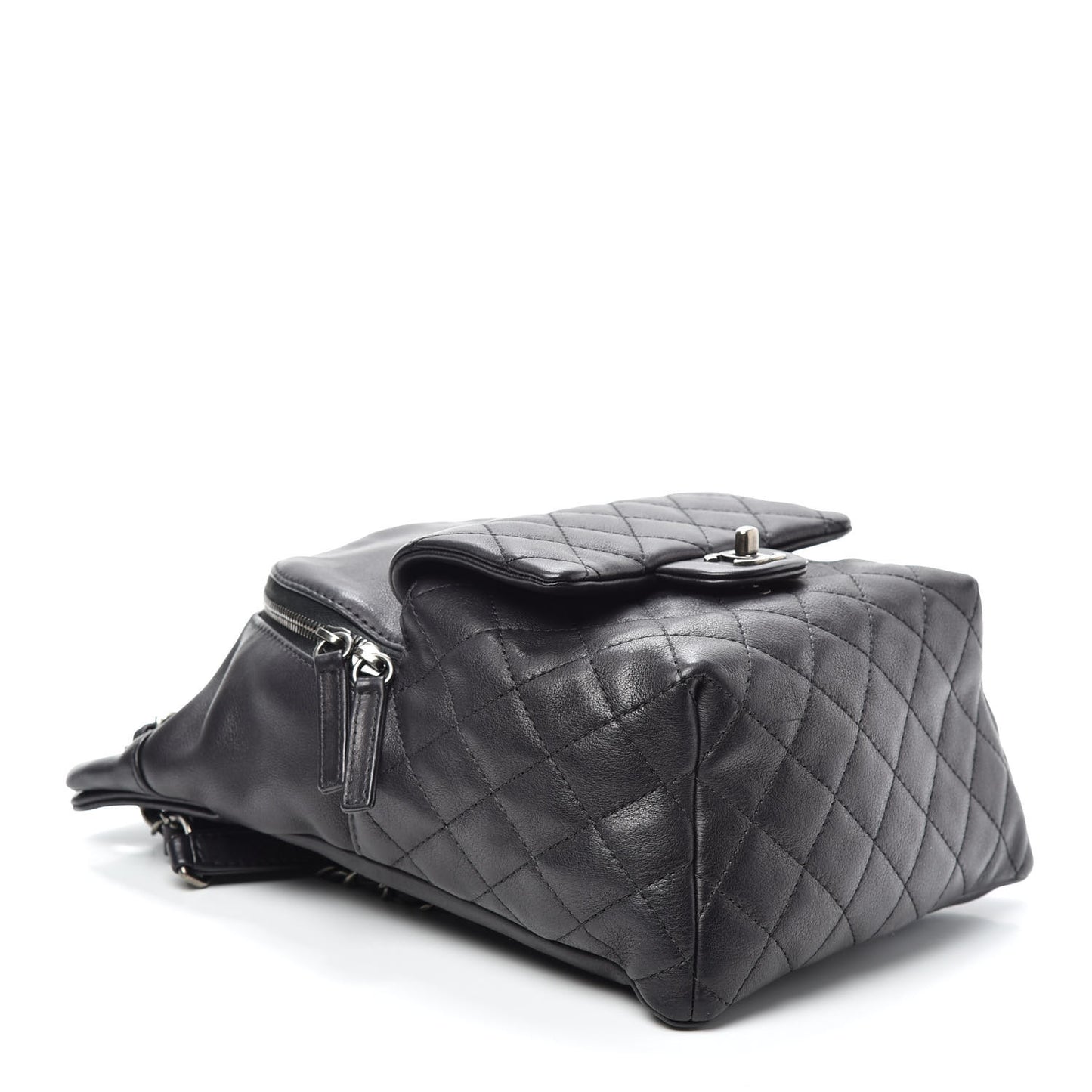 Lambskin Quilted Drawstring Backpack Black