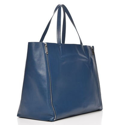 Celine Smooth Lambskin Horizontal Zipper Gusset Cabas Ocean Blue 3 of 11