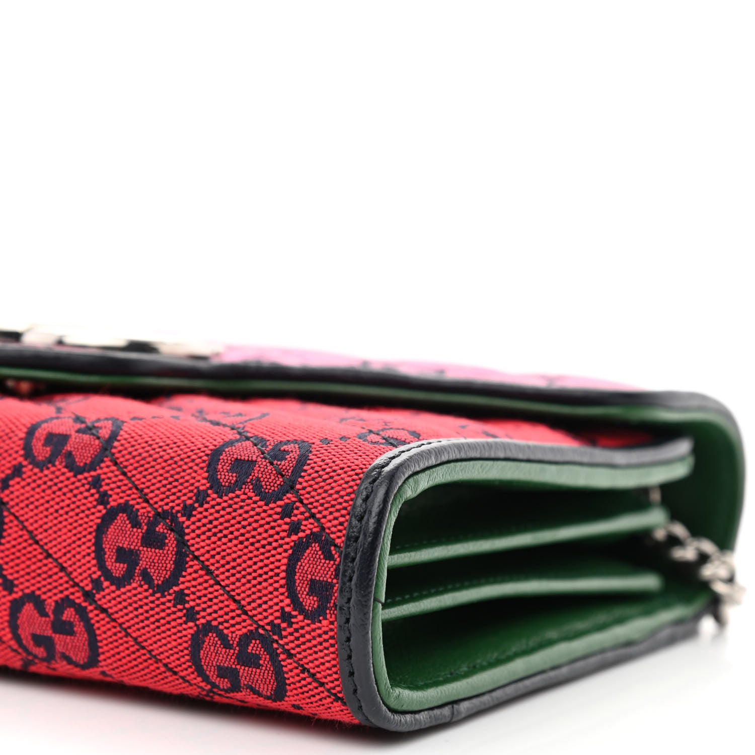 Gucci Monogram Multicolor Matelasse Diagonal GG Marmont Chain Wallet Red Blue Pink Green 10 of 11