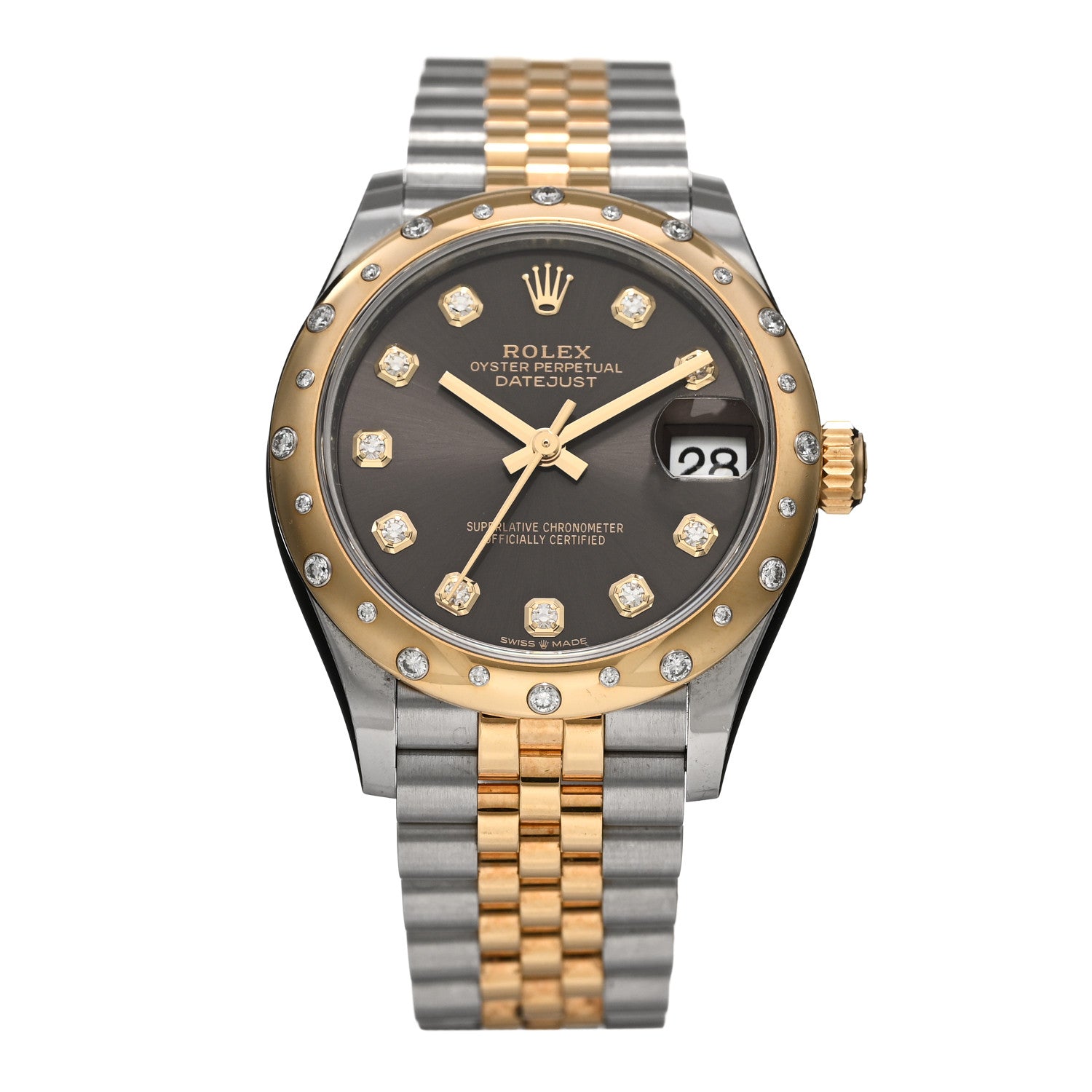 Rolex Stainless Steel 18K Yellow Gold Diamond 31mm Oyster Perpetual Datejust Watch Chocolate 278343RBR 1 of 5