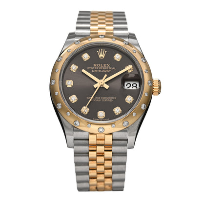 Rolex Stainless Steel 18K Yellow Gold Diamond 31mm Oyster Perpetual Datejust Watch Chocolate 278343RBR 1 of 5