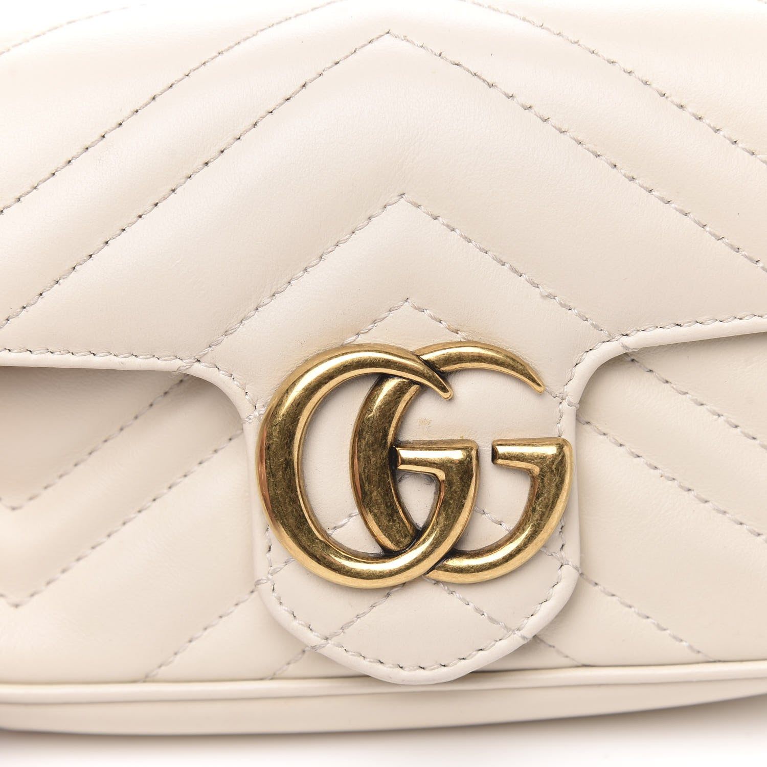 Gucci Calfskin Matelasse Super Mini GG Marmont Shoulder Bag White 10 of 12