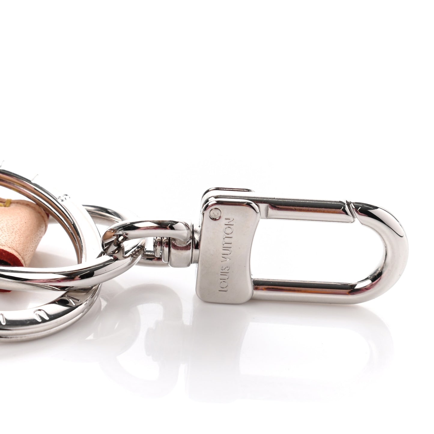 Monogram Mirror Dragonne Bag Charm Key Holder Silver