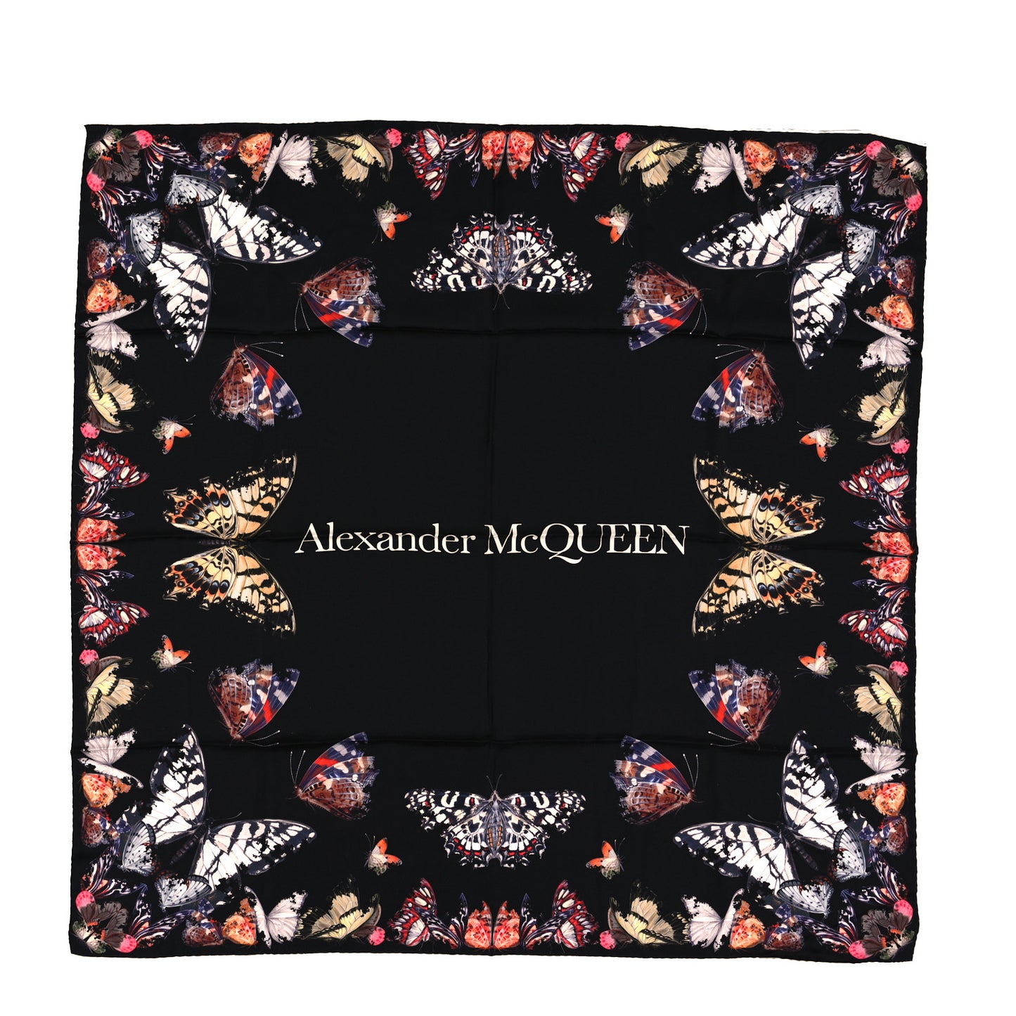 Silk Butterfly Decay Scarf Black Multicolor