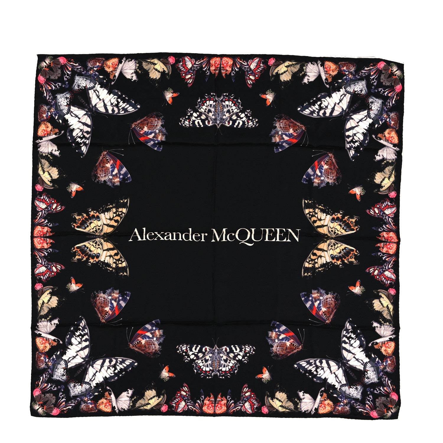 Alexander McQueen Silk Butterfly Decay Scarf Black Multicolor 1 of 3