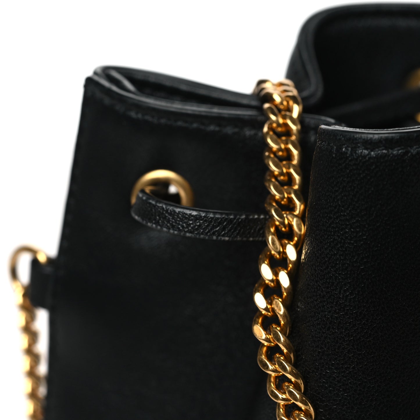 Nappa Mini VLogo Signature Chain Bucket Bag Black