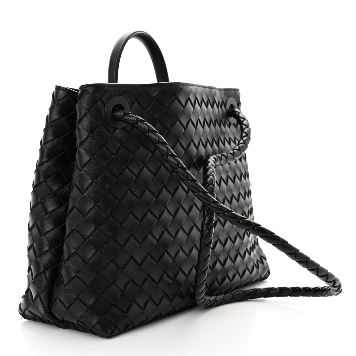 Nappa Intrecciato Medium Andiamo Shoulder Bag Black