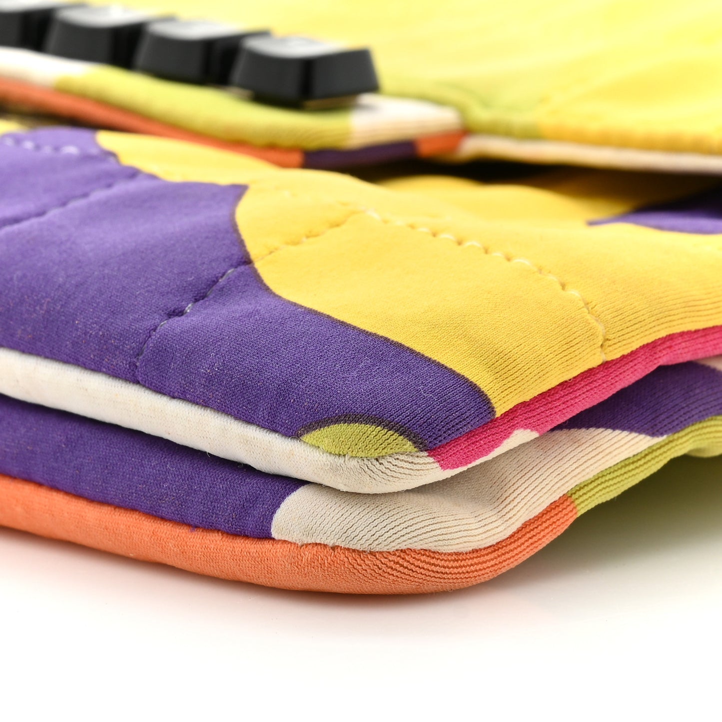 Jersey Square Stitched Keyboard Flap Clutch Multicolor