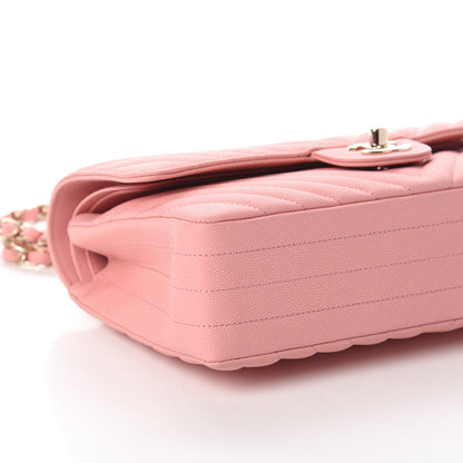 Chanel Caviar Chevron Quilted Medium Double Flap Pink 9 of 10