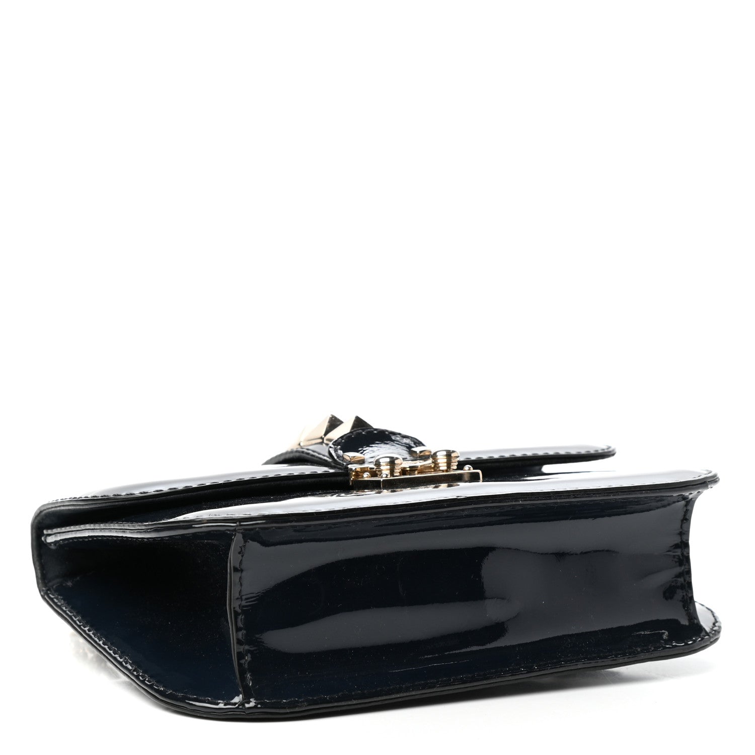 Valentino Garavani Patent Small Glam Lock Rockstud Flap Marine 4 of 10