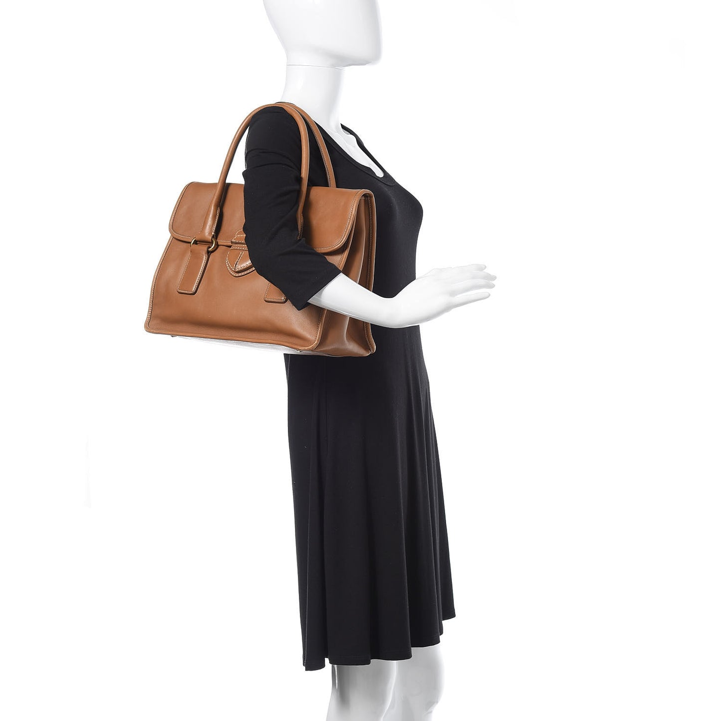 Soft Calf Flap Tote Caramel