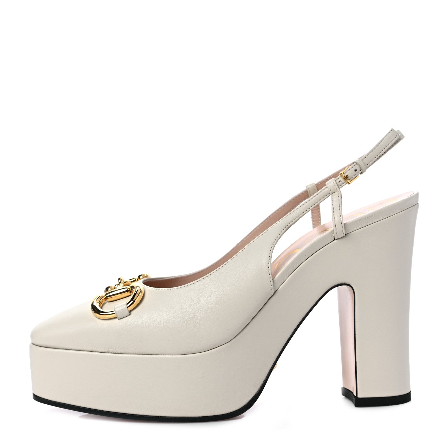 Gucci Nappa Horsebit Platform 35/120mm Slingback Pumps 40.5 New Mystic White 1 of 9