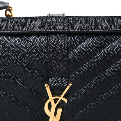 Saint Laurent Grain De Poudre Textured Mixed Matelasse Triquilt Medium Monogram Satchel Black 8 of 10