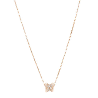 Bulgari 18K Rose Gold Diamond Small B.Zero1 Pave Pendant Necklace 1 of 7