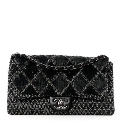Chanel Sequin Tweed Icons Large Accordion 3 Flap Black 1 of 13