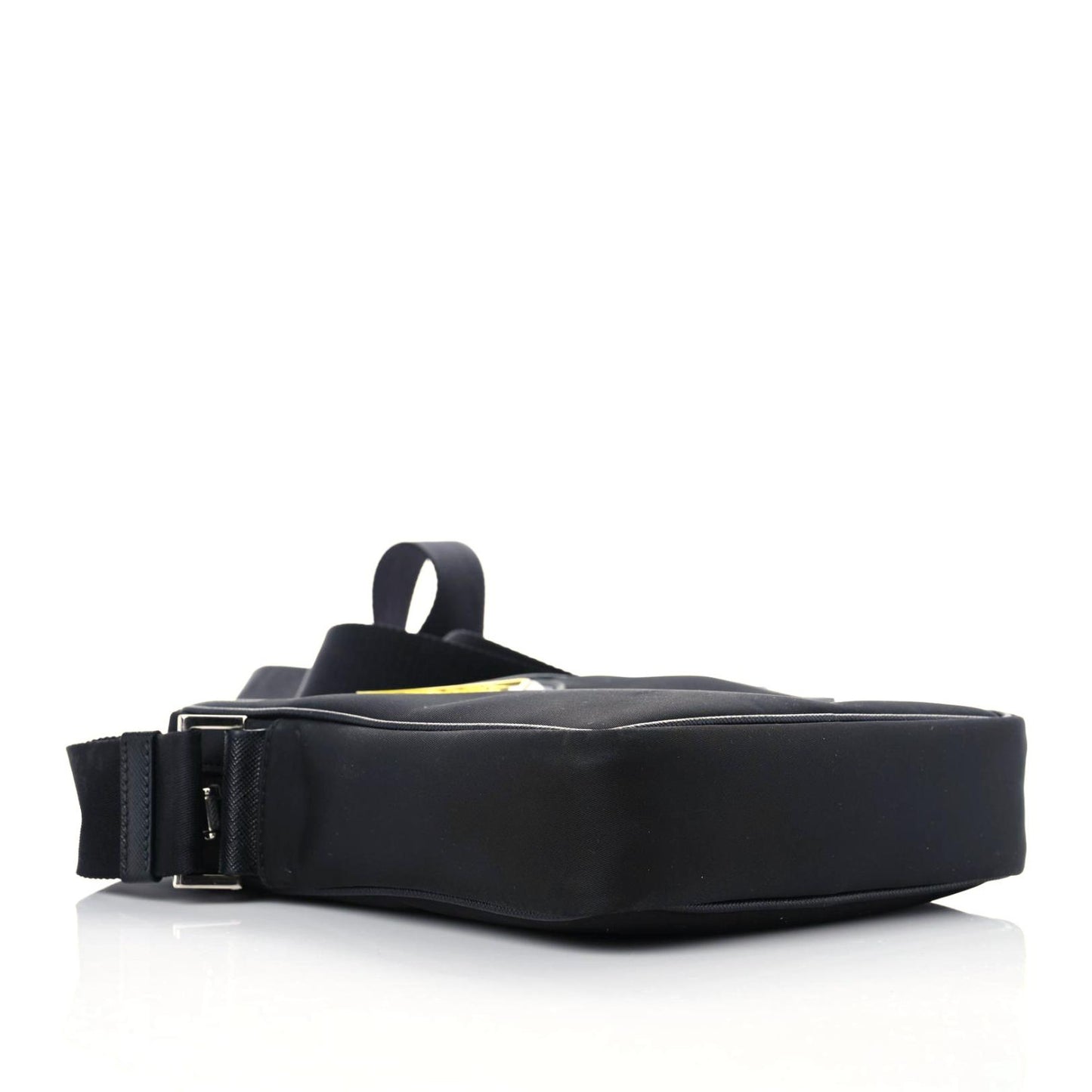 Nylon Flat Messenger Bag Black Yellow