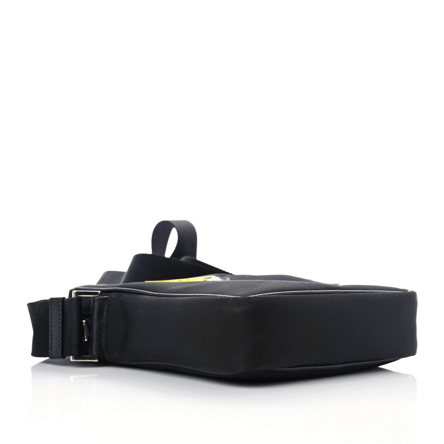 Prada Nylon Flat Messenger Bag Black Yellow 4 of 14