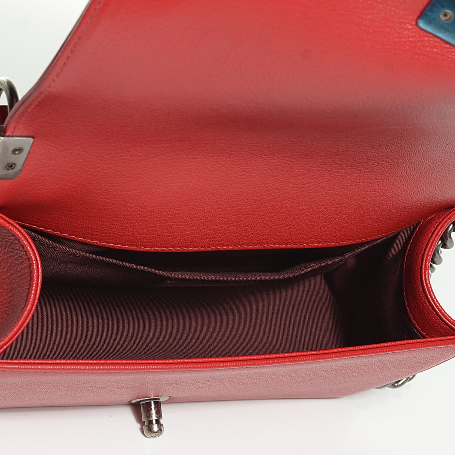 Chanel Goatskin Quilted Patent Medium Duo Boy Flap Red 5 of 8