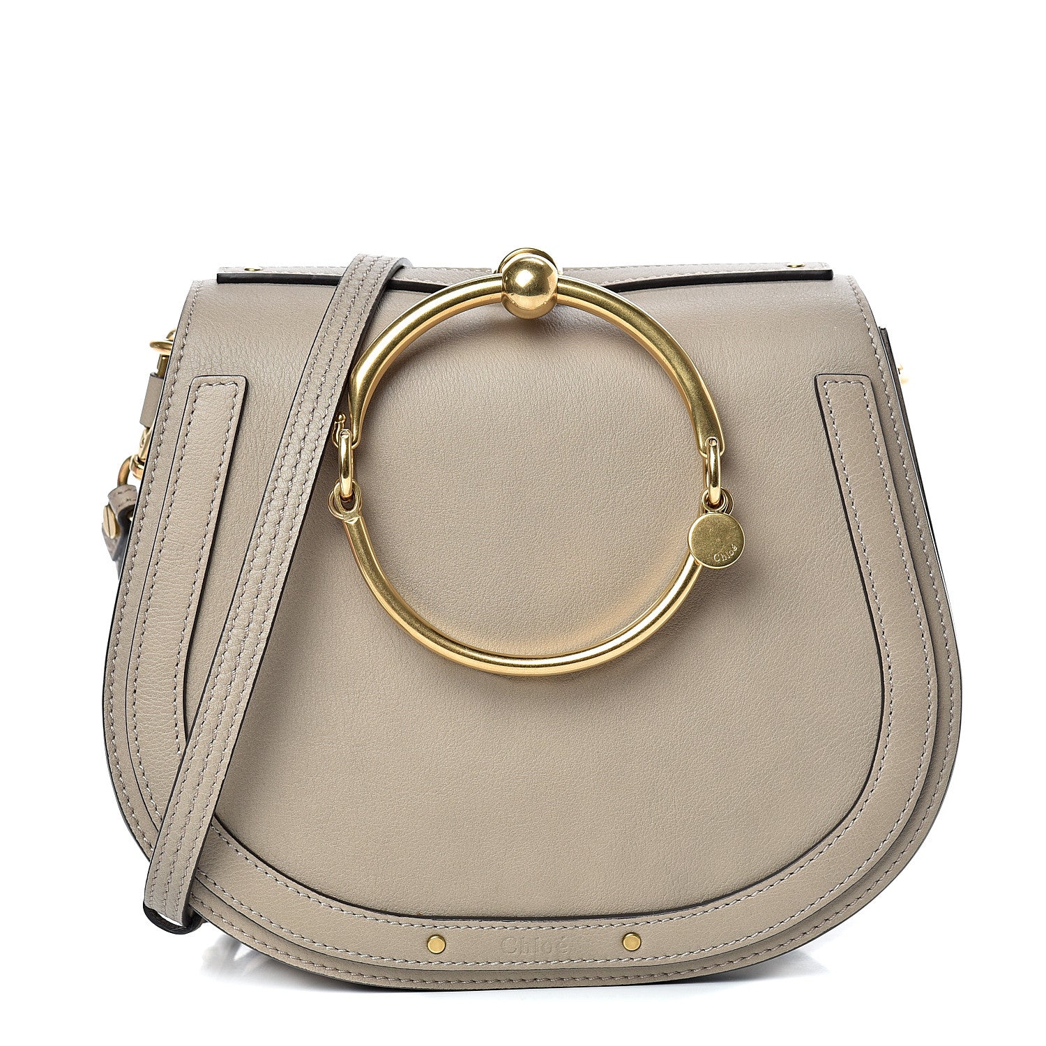 Chloe Calfskin Suede Medium Nile Bracelet Bag Motty Grey 1 of 9