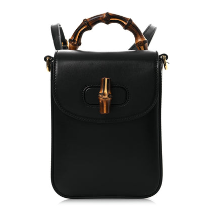 Gucci Calfskin Mini Bamboo Top Handle 3 Way Shoulder Bag Black 1 of 12