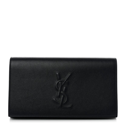 Saint Laurent Calfskin Monogram Large Belle De Jour Clutch Navy 1 of 7