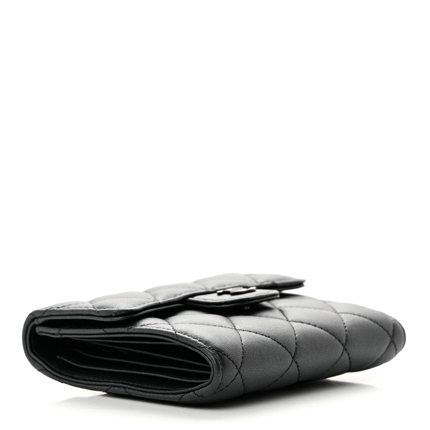 Chanel Lambskin Quilted Compact Flap Wallet So Black 4 of 8