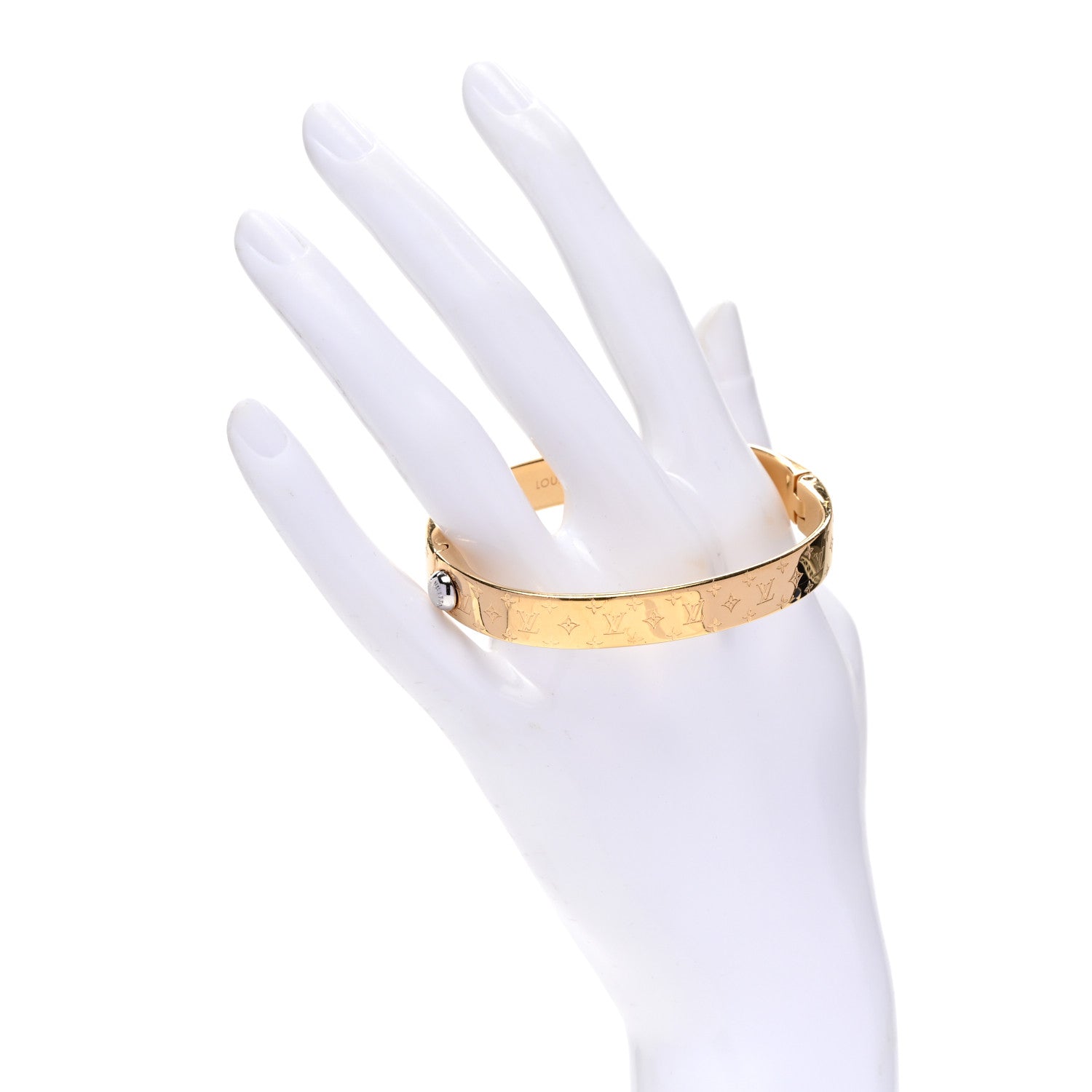 Louis Vuitton Brass Monogram Nanogram Cuff M Gold 2 of 8