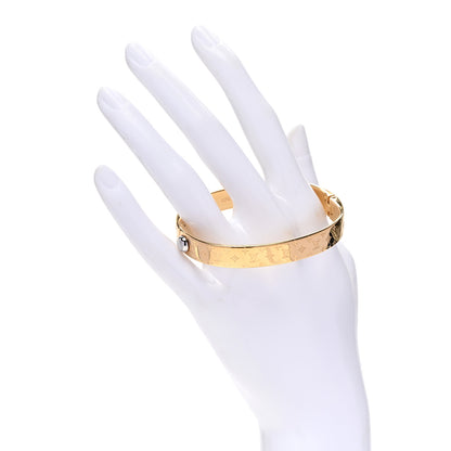 Louis Vuitton Brass Monogram Nanogram Cuff M Gold 2 of 8