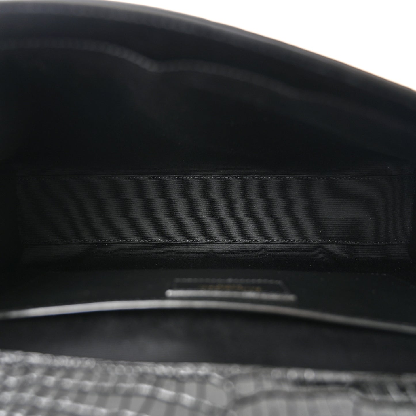 Shiny Calfskin Crocodile Embossed Manhattan Baguette Black