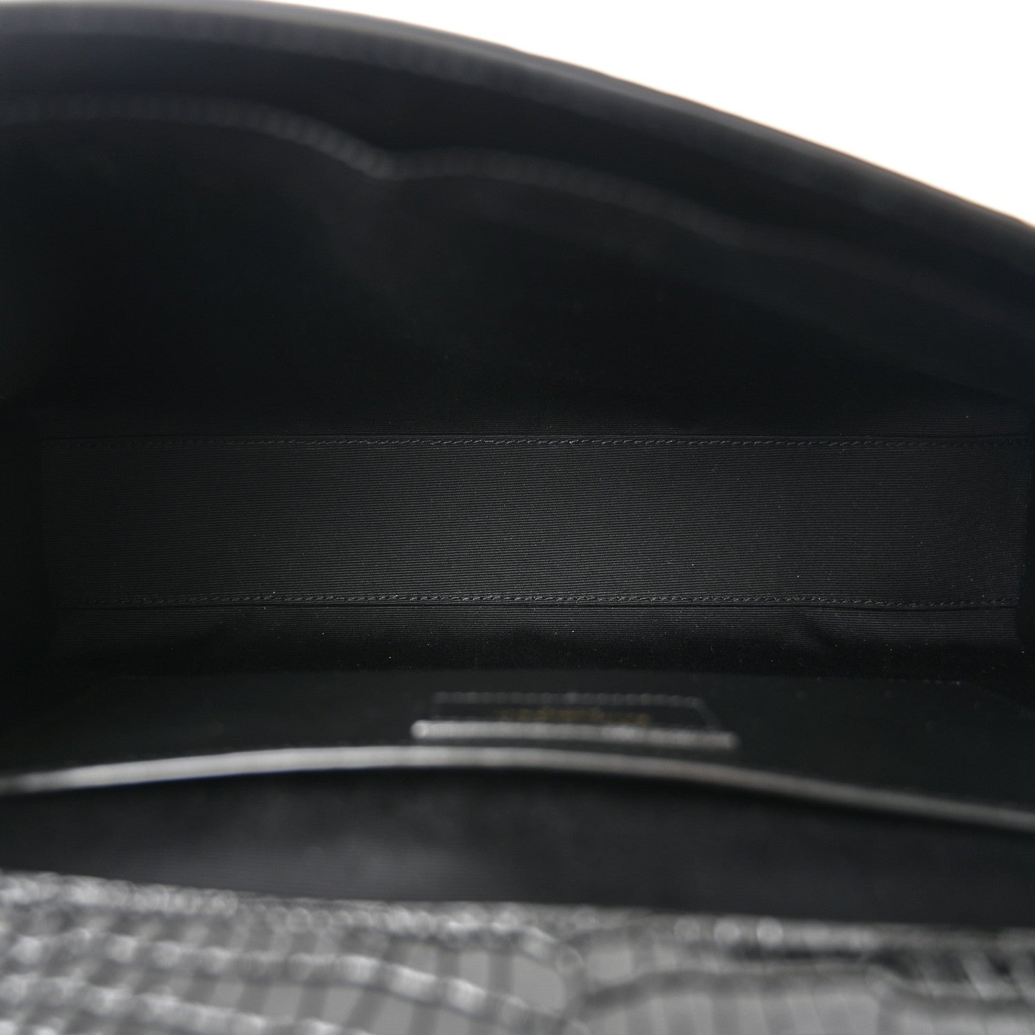 Saint Laurent Shiny Calfskin Crocodile Embossed Manhattan Baguette Black 5 of 9