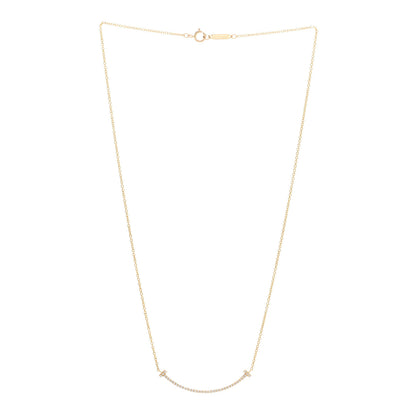 Tiffany 18K Yellow Gold Diamond Small T Smile Pendant Necklace 3 of 5