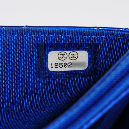 Chanel Patent Calfskin Quilted Boy Wallet On Chain WOC Blue 7 of 8