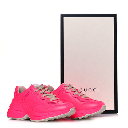 Gucci Calfskin Womens Rhyton Sneakers 36.5 Fluo Fuxia 14 of 14