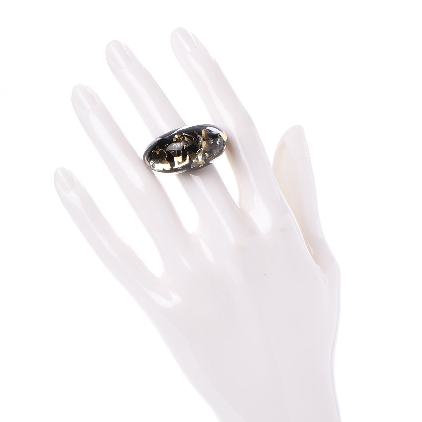 Resin Swarovski Crystal Inclusion Ring L Black 7.5