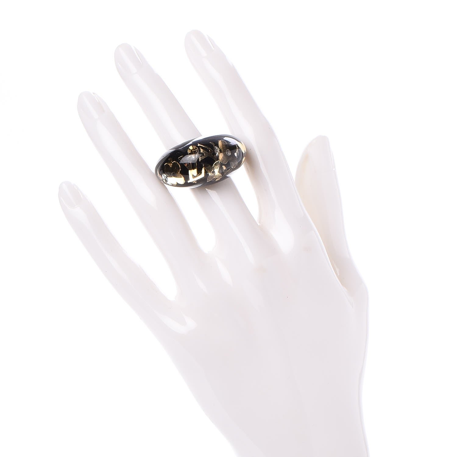 Louis Vuitton Resin Swarovski Crystal Inclusion Ring L Black 7.5 2 of 4