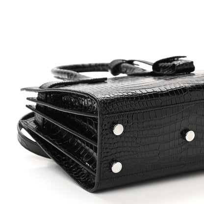 Saint Laurent Calfskin Crocodile Embossed Nano Sac De Jour Black 8 of 9