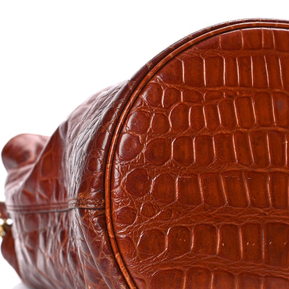 Saint Laurent Calfskin Crocodile Embossed Bucket Bag Vintage Brown 11 of 12
