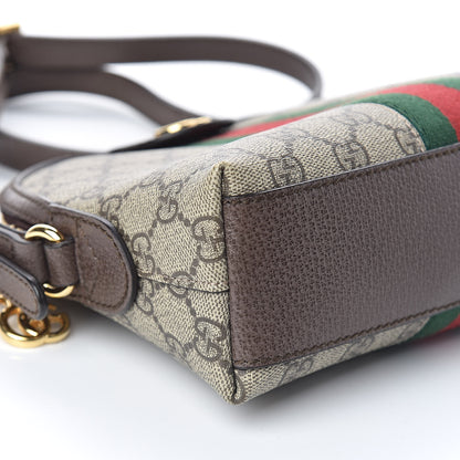 Gucci GG Supreme Monogram Textured Dollar Calfskin Web Small Ophidia Dome Shoulder Bag Beige Ebony New Acero 8 of 12