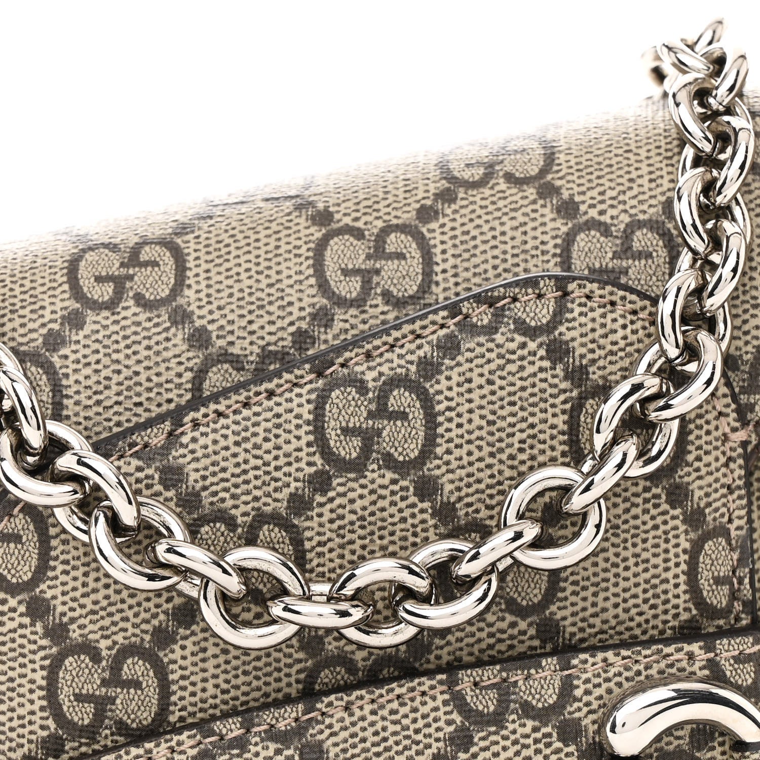 Gucci GG Supreme Monogram Mini Horsebit 1955 Asymmetric Shoulder Bag Beige Ebony 8 of 10